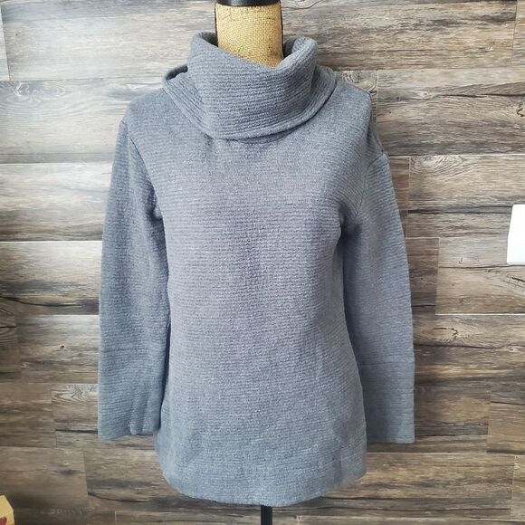 Merona Gray Textured Funnel Turtle Neck Sweatshirt, Women's Size Medium, Warm - Picture 1 of 9